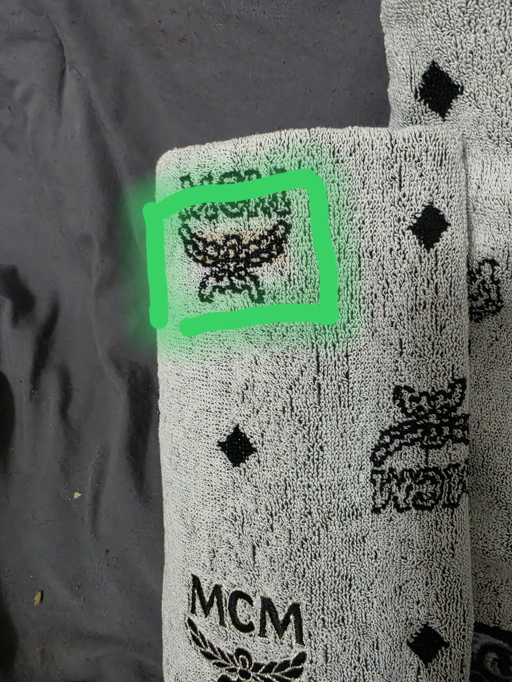 MCM Logo Embroidered Towel Set in Grey and Black